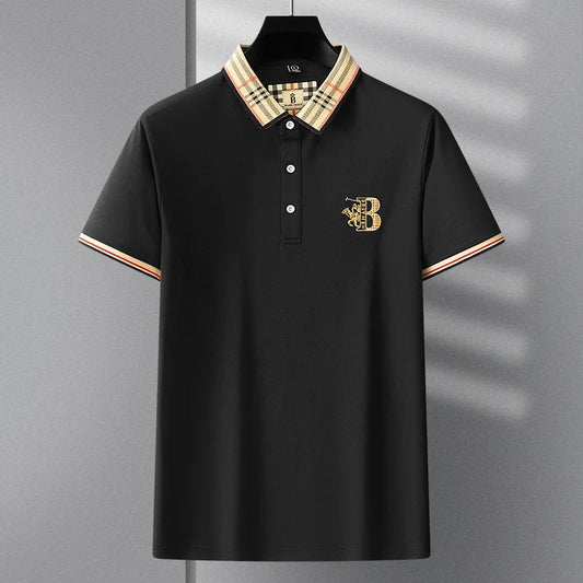 Classic Polo with Designer Check Collar T-Shirt