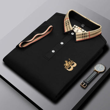 Classic Polo with Designer Check Collar T-Shirt