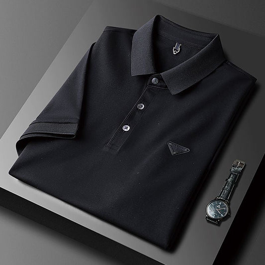 Men’s Designer Polo T-Shirt with Black Iconic Patch