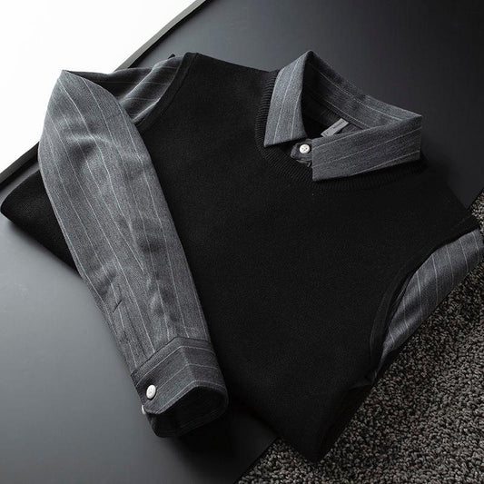 Classic Ribbed Polo Neck Sweater for Men