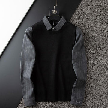 Classic Ribbed Polo Neck Sweater for Men